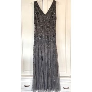 Pissaro Nights gray sequence formal ankle length dress size 10
